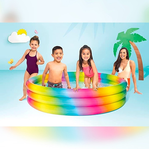 Piscina Inflable Rainbow 3 Anillos 130cm Verano Niños