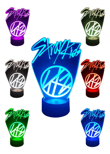 Lámpara Led Stray Kids Kpop Acrilico 3d Rgb Personalizada