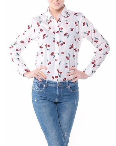 Camisa Mujer Cerezas Pin Up Talla S