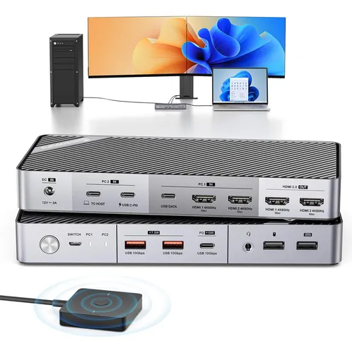 Conmutador Kvm Minisopuru 4k Con Doble Monitor Con 2 Hdmi Pa