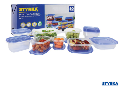 15 Contenedores De Plástico Toppers Styrka 30 Color Azul claro