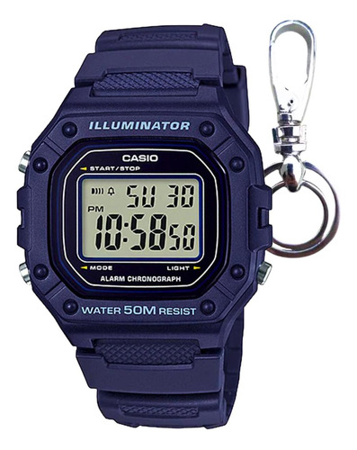 Relógio De Pulso Casio Digital Azul W-218h-2avdf + Chaveiro