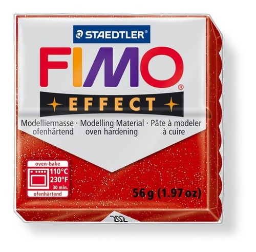 Staedtler Fimo 7058 Arcilla Fimo Effect N°202 Glitter Rojo