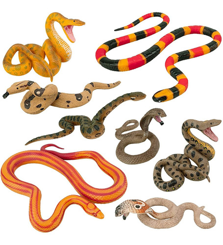 8pcs Figuras De Serpientes Figuras De Animales De Safar...