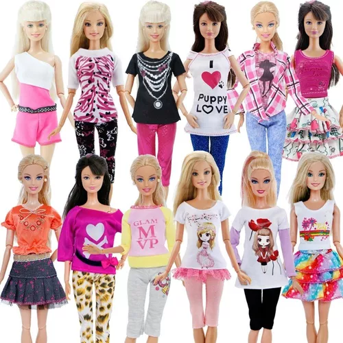 Kit com 5 Conjuntos De Roupas Para Bonecas Barbie - Não Repete na