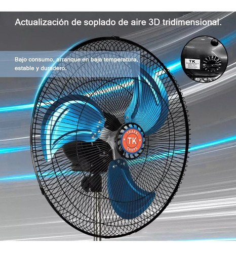 Ventilador Pedestal Piso Pared 3en1 Con 3 Aspas 18 Pulgadas 50 Cm Negro Azul Plástico 3