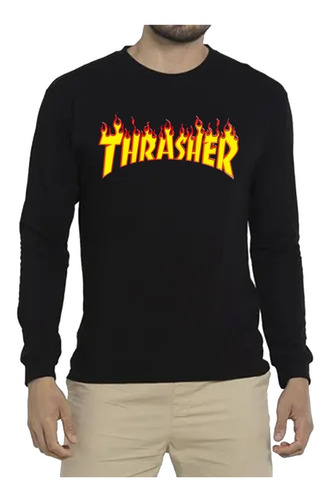 Polera Estampada Manga Larga De Hombre Diseño De Thrasher