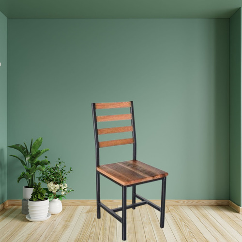 Sillas 4un Hierro Madera Fuerte Calidad Comedor Herrería Ar