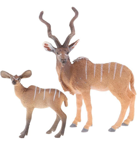 2 Unids Antílope Modelo Bosque Animal Sólido Figurines