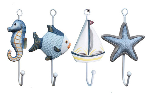 Set De 4 Ganchos Decorativos Pared Estrellas De Mar