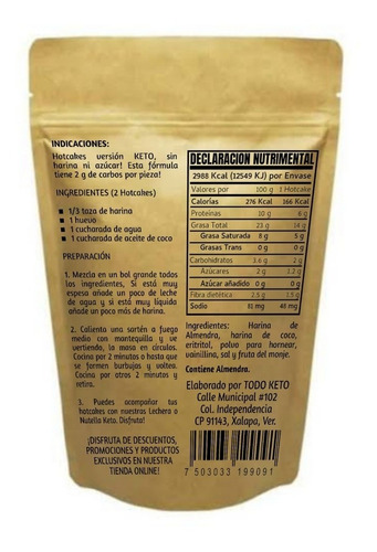 Imagen 2 de 2 de Harina Para Hotcakes Keto Sin Gluten Low Carb