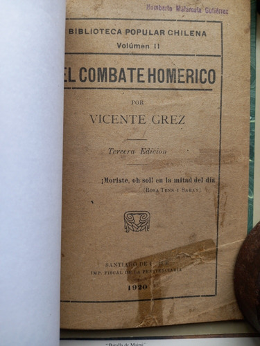 El Combate Homérico - Vicente Grez Año 1920.