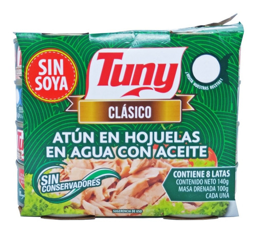 Atun Tuny Clasico En Aceite Lata 140g Con 8 Piezas