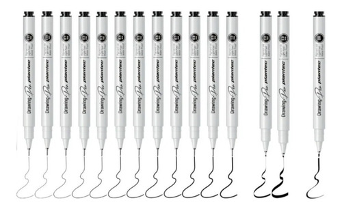 Kit 12 Estilografo Plantec Drawing Pen 0,03 A 1,0 Mm + 3 Esp