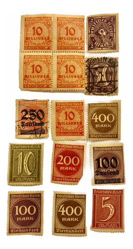 15 Timbres Antiguos D Alemania De Época De La Hiperinflación