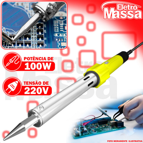 Ferro De Solda Profissional Ponta Fina Lápis 100w Com Suporte Soldador