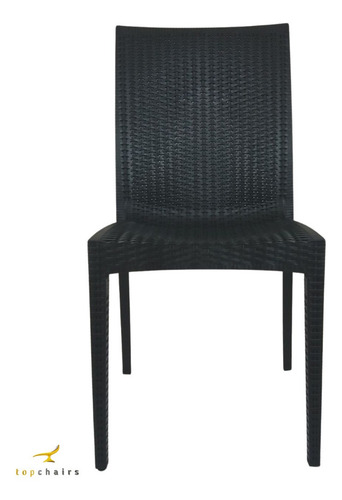 Cadeira Rattan Plástica Jardim Preto Reforçada Top Chairs