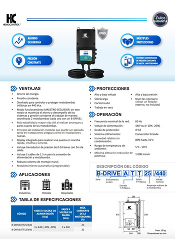 Variador De Frecuencia B-drive Hidrocontrol 25a 3 Fases 440v