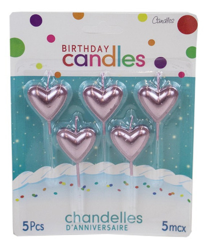 Imagen 3 de 3 de Vela De Corazón 5 Unidades - Varios Colores