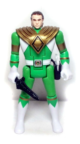 Boneco Power Ranger Verde Tommy Vira Cabeça Retro Hasbro (Usado)