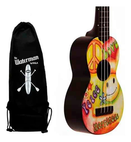 Ukelele Soprano Kala Ukadelics Diseño Peace + Funda