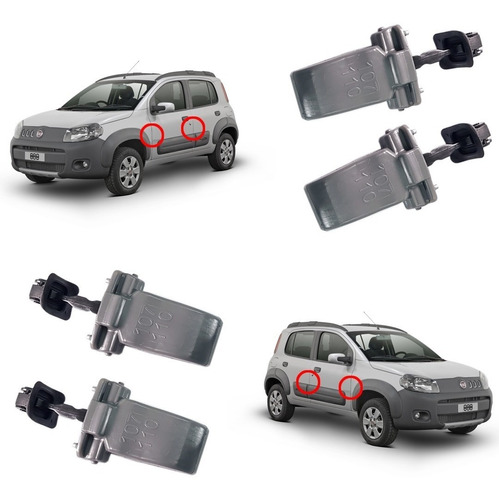 Imagem 7 de 9 de Kit Jogo Limitador Porta Dianteira Traseira Original Fiat Novo Uno Vivace Way Sporting Attractive Economy 2011 A 2020
