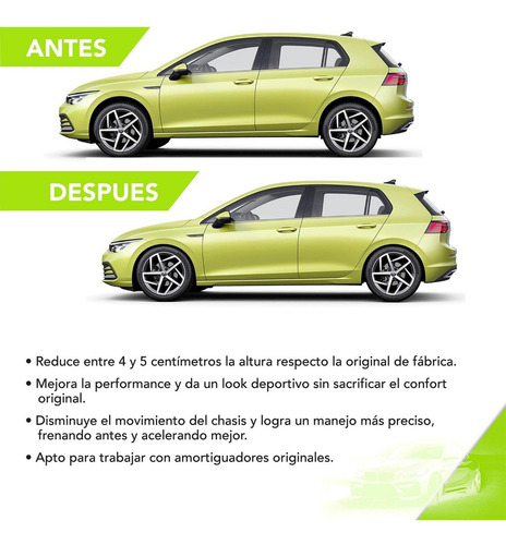 Imagen 6 de 8 de Resortes Ag Kit Deportivos Vw Jetta Mk6 10-18 Bicentenario