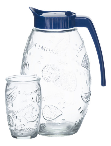 Set De Jarra Y 4 Vasos De Cristal Glazé (1.7l Y 300ml)