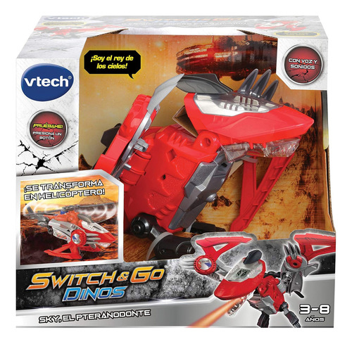 Switch And Go Dinos Sky El Pteranodonte Transformable Vtech Color Rojo