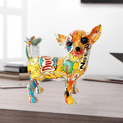 Graffiti Chihuahua Estatua Perro Estatuilla Adorno Para