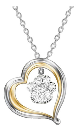 Collar M Para Mujer, Bicolor, Con Forma De Corazón Y Diamant