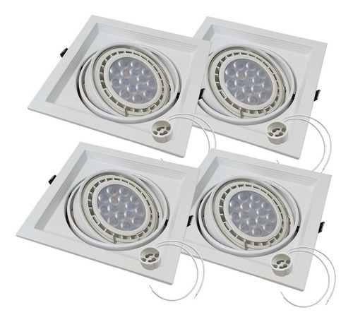 Pack X4 Spot Plafon Embutir 1 Luz Apto Led Ar111 Cardanico