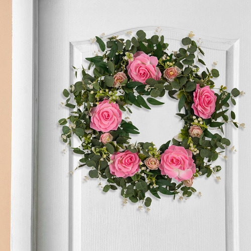 Corona De Puertas De Primavera Corona De Flores Rosa