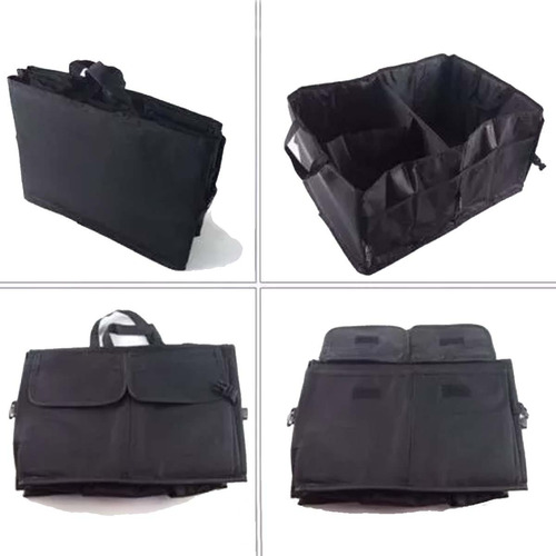 Bolso Organizador Shoppy Plegable Reforzado Impermeable Color Negro Para Baul De Vehiculos Autos Camionetas 