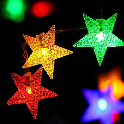 Imagen 2 de 8 de Guirnalda Solar Estrella 5 Metros 50 Led Calida Navidad
