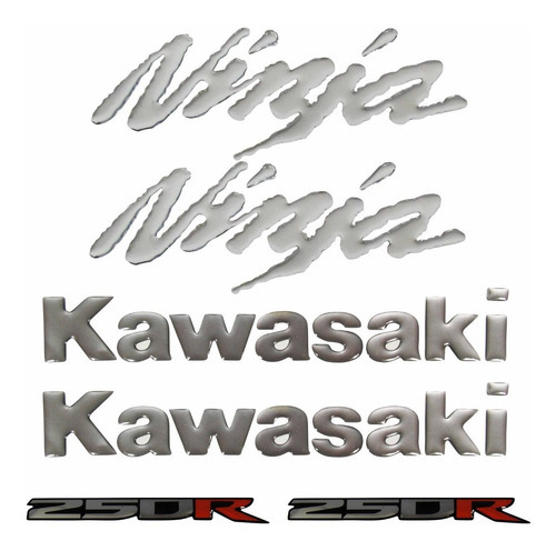 Kit Adesivos Compativel Kawasaki Ninja 250r Prata 3d Re48 Cor KAWASAKI NINJA 250R - PRATA