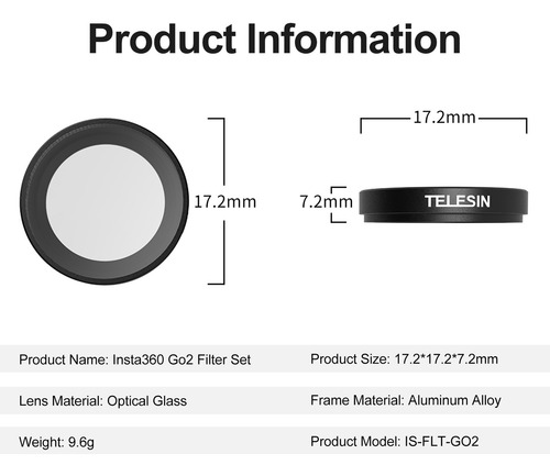 Imagen 8 de 9 de Telesin Is-flt-go2 - Kit De Filtro Para Cámara Con 4 Filtros