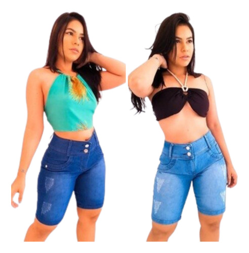 Kit 2 Shorts Feminino Cintura Alta: Conjunto De Beleza