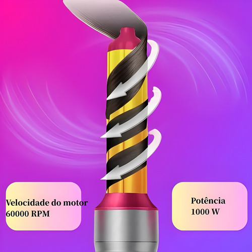 Secador Cabelo Escova Secadora 5x1 Alisa Modela Faz Cachos