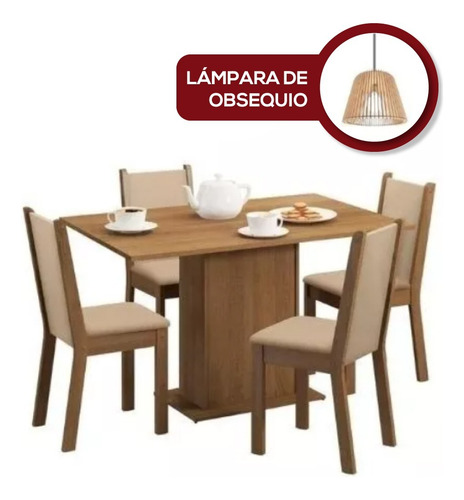 Juego De Comedor 4 Sillas Tapizadas Mesa De Living Rustico