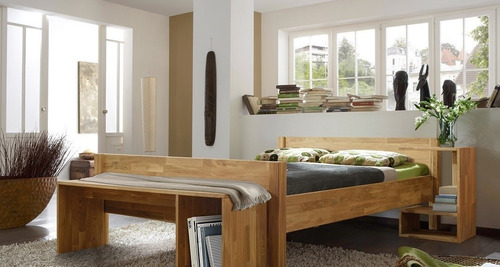 Imagen 3 de 4 de Cama Doble De Madera Maciza 100% Roble Ref: Maciza46