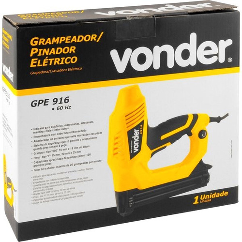 Imagem 7 de 7 de Grampeador Pinador Eletrico Vonder + 2500 Pinos F 25mm + Nf