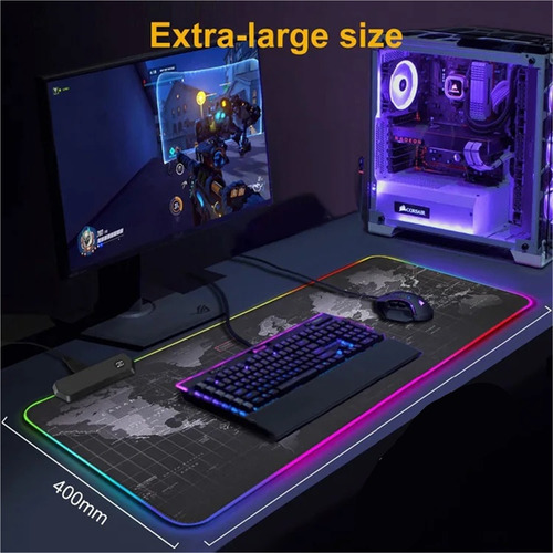 Mouse Pad Luminoso Esports Rgb, Tapete De Mesa Led
