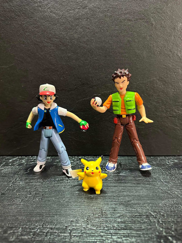 Ash Brock Pikachu Pokemon Hasbro Original Figuras Tomy