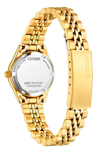 Reloj Citizen Quartz Analog Eq053255d Mujer Color De La Malla Dorado Color Del Bisel Brillante Color Del Fondo Blanco