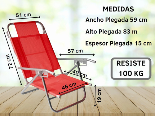 Imagen 3 de 8 de Reposera Aluminio 5 Posiciones Baja Kit X3- Disentino®