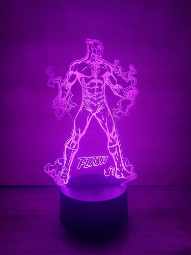 Flash Dc Comic Lampara Led Ilusion 3d Decoracion Super Heroe