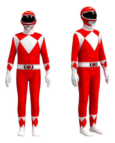 Disfraz Talla Large Para Niños Traje De Power Ranger Rojo