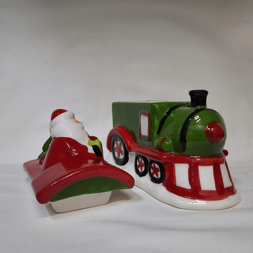 Imagem 6 de 9 de Pote Trem Do Papai Noel Enfeite De Natal Em Cerâmica