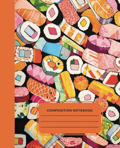 Libreta De Composición: Sushi Colorido/fondo Variedad De Sus